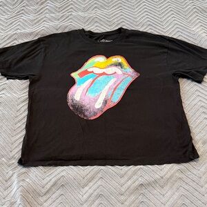The Rolling Stones Black Oversized Boxy Tee